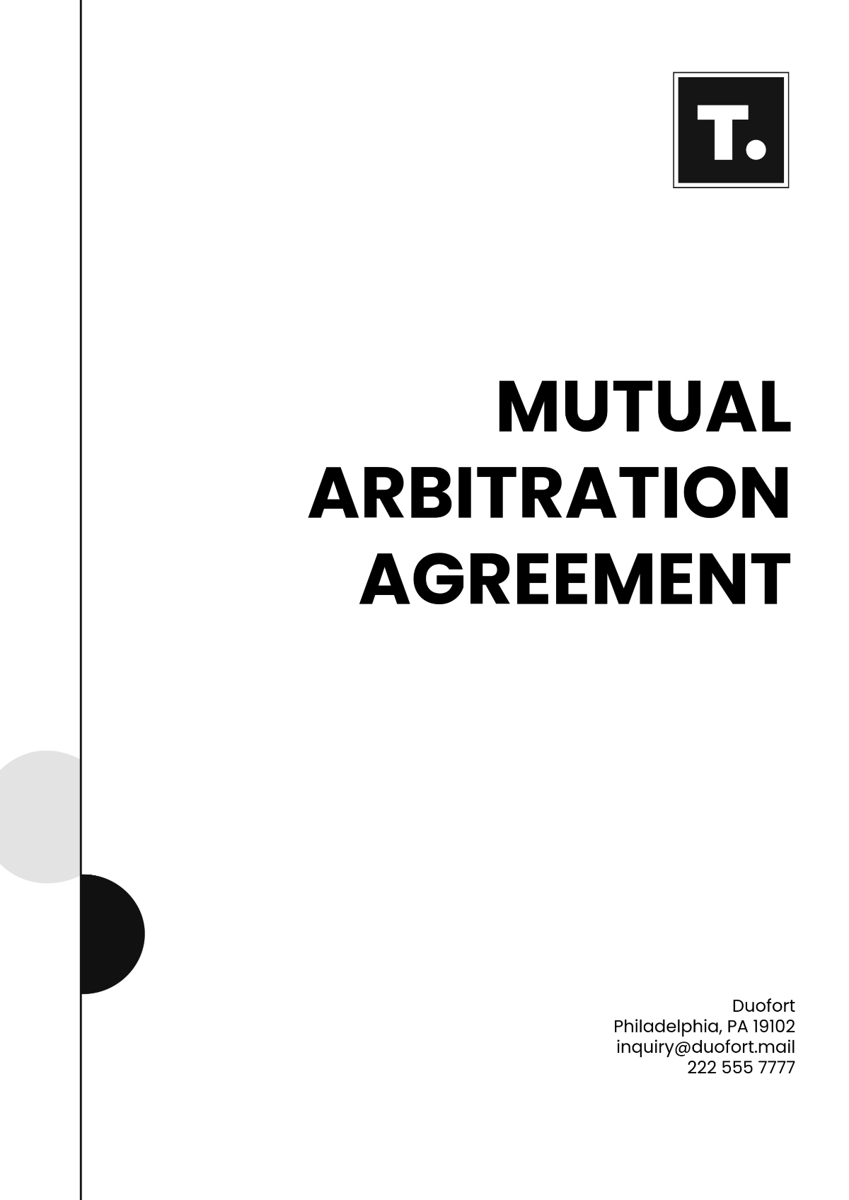 Mutual Arbitration Agreement Template - Edit Online & Download