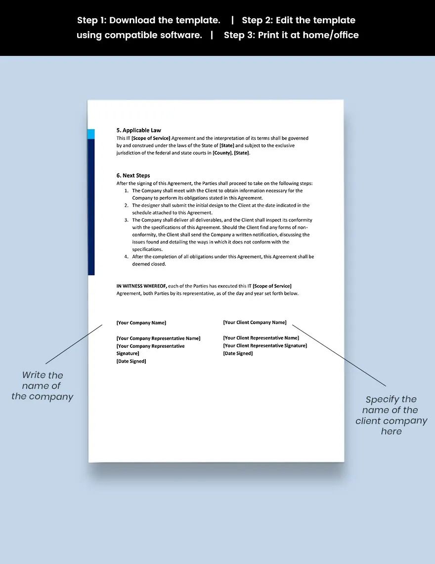 Agreement for the Design of a Web Site Template