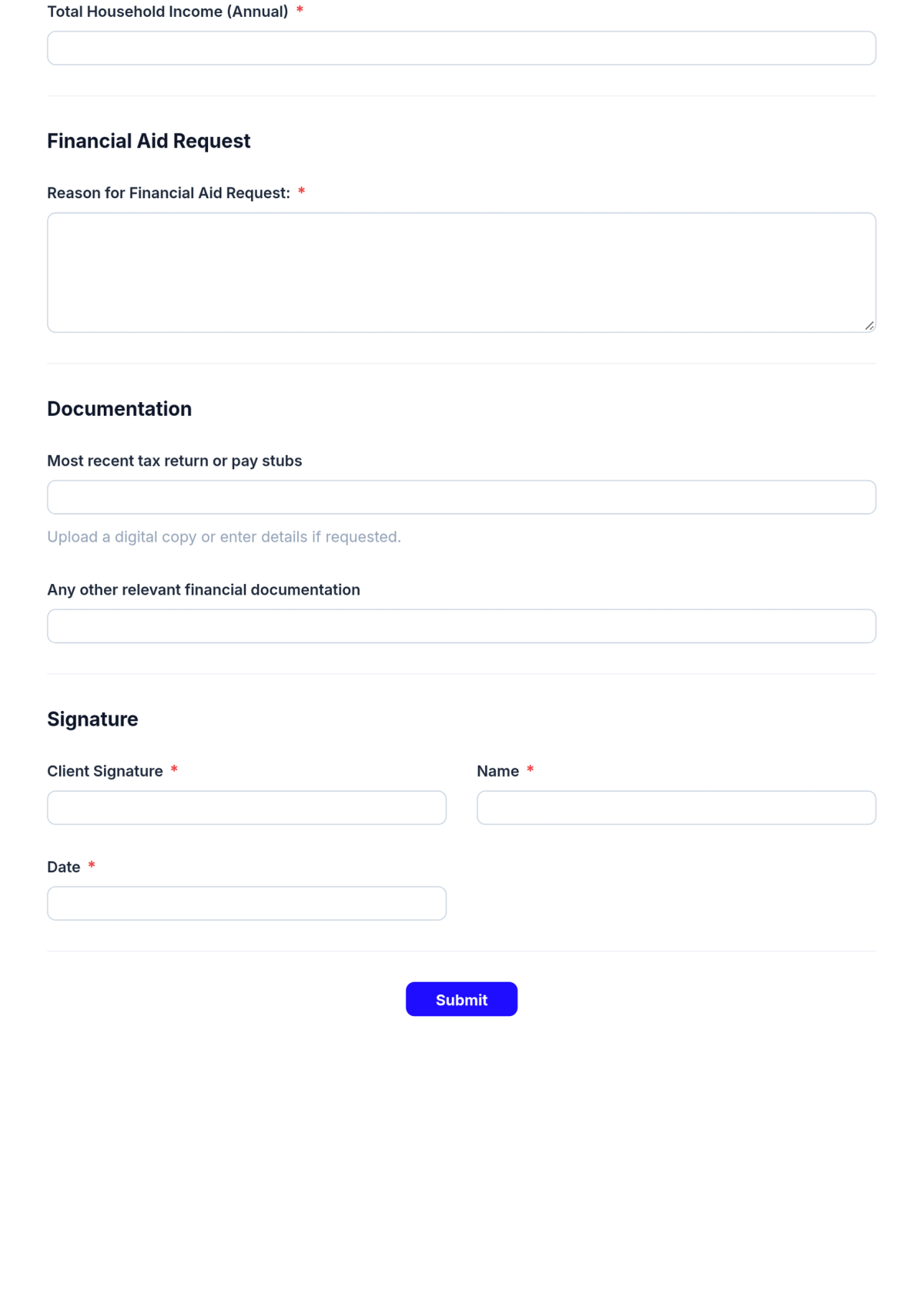 Free Kindergarten Financial Aid Form Template & AI Maker
