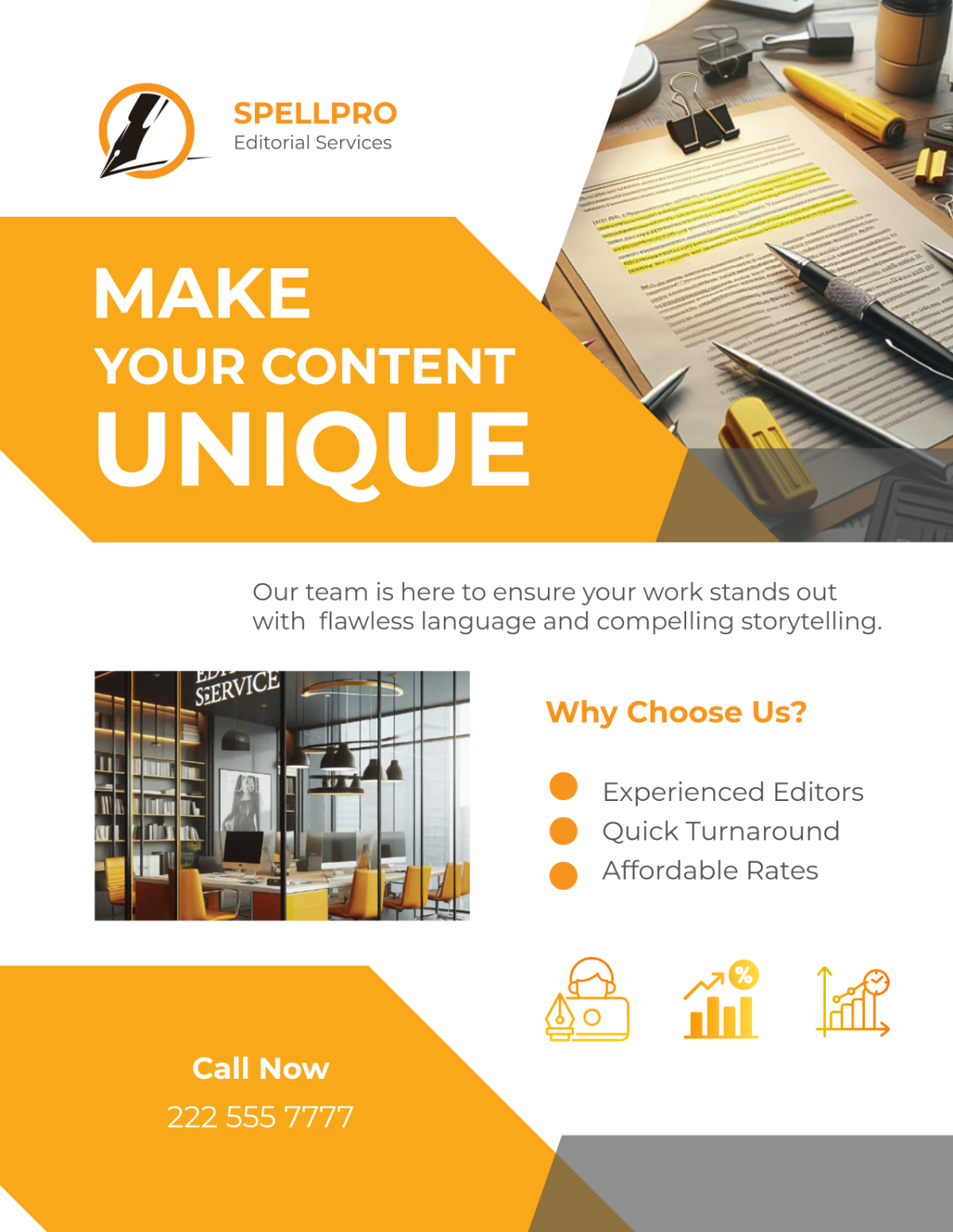 Editorial Service Flyer Template - Edit Online & Download