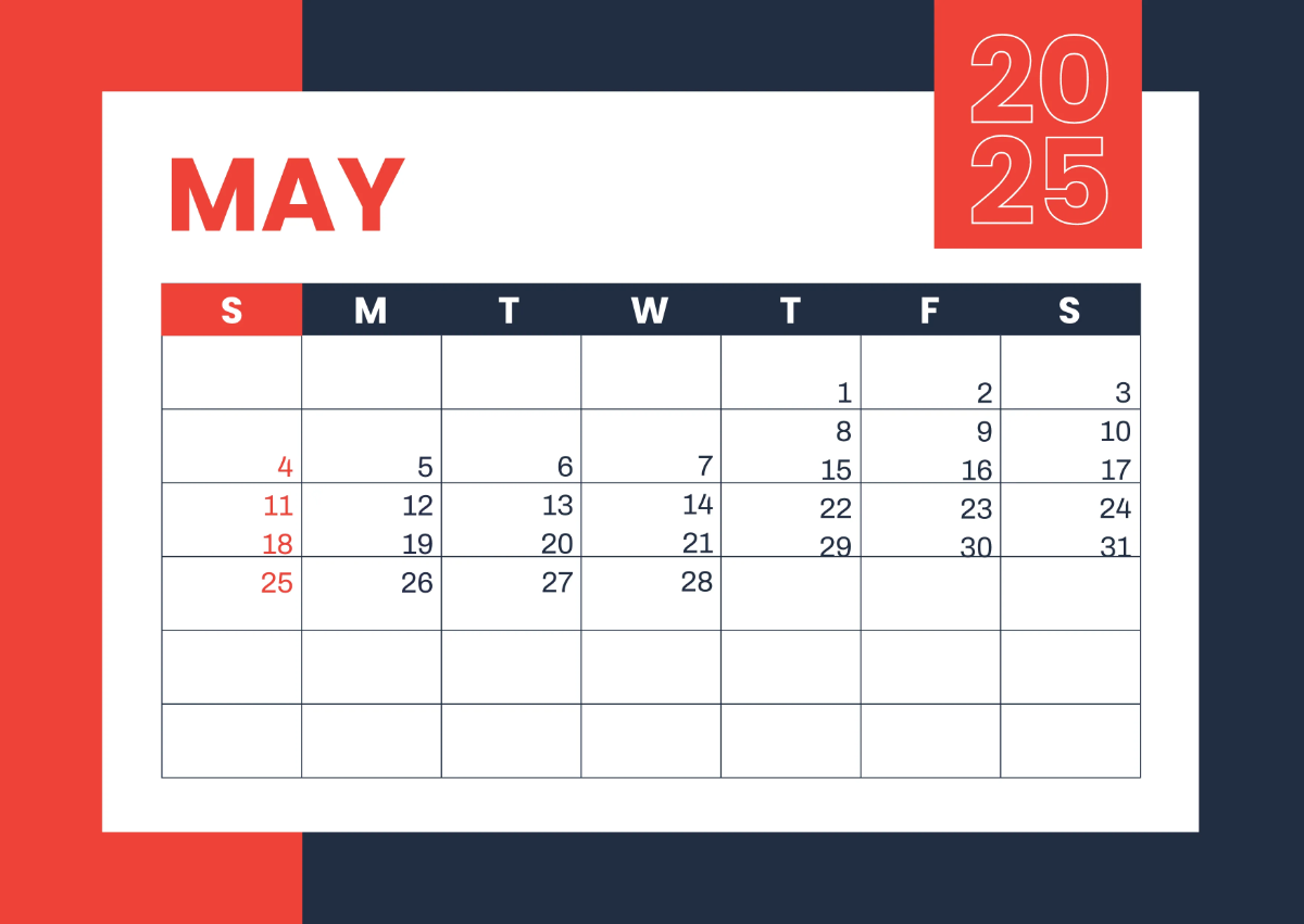 Free 2025 Wall Calendar Template to Edit Online