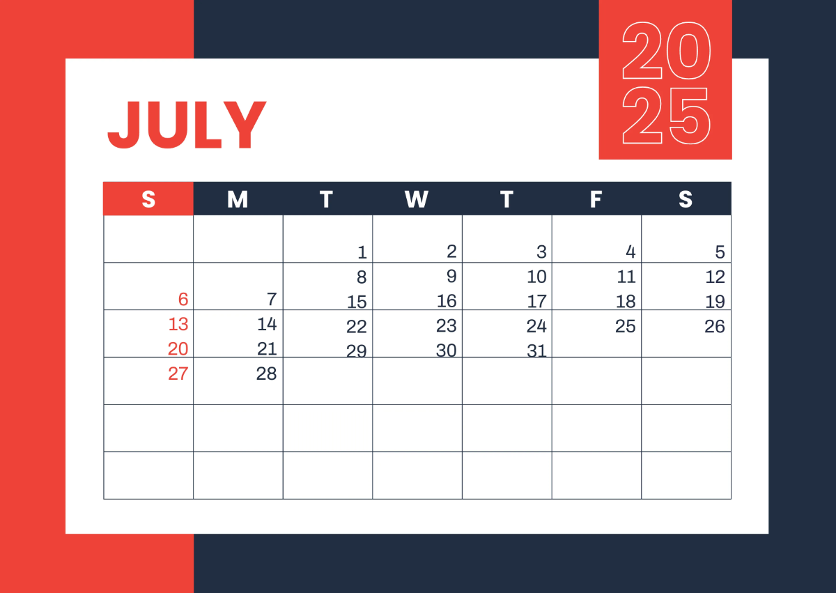 Free 2025 Wall Calendar Template to Edit Online