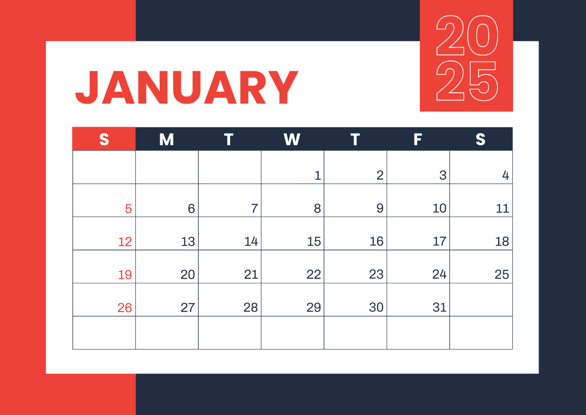 Free 2025 Wall Calendar Template