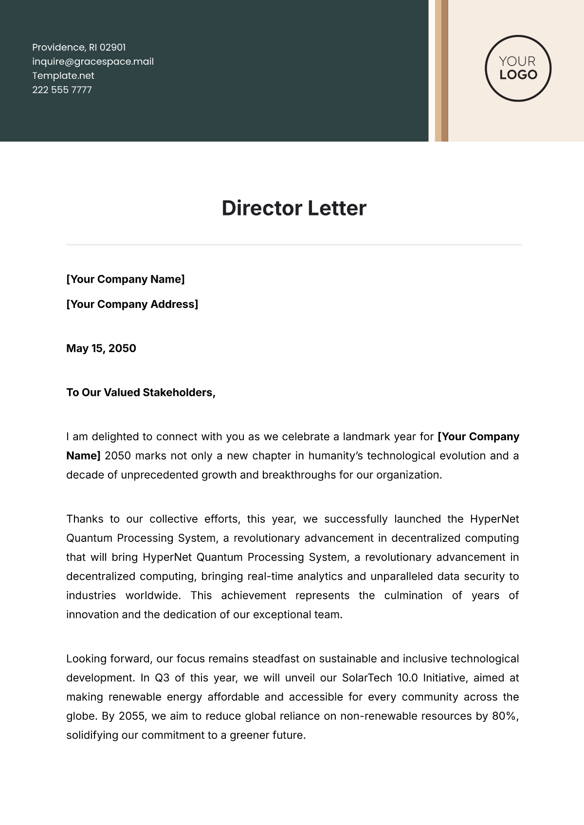 Director Letter Template - Edit Online & Download