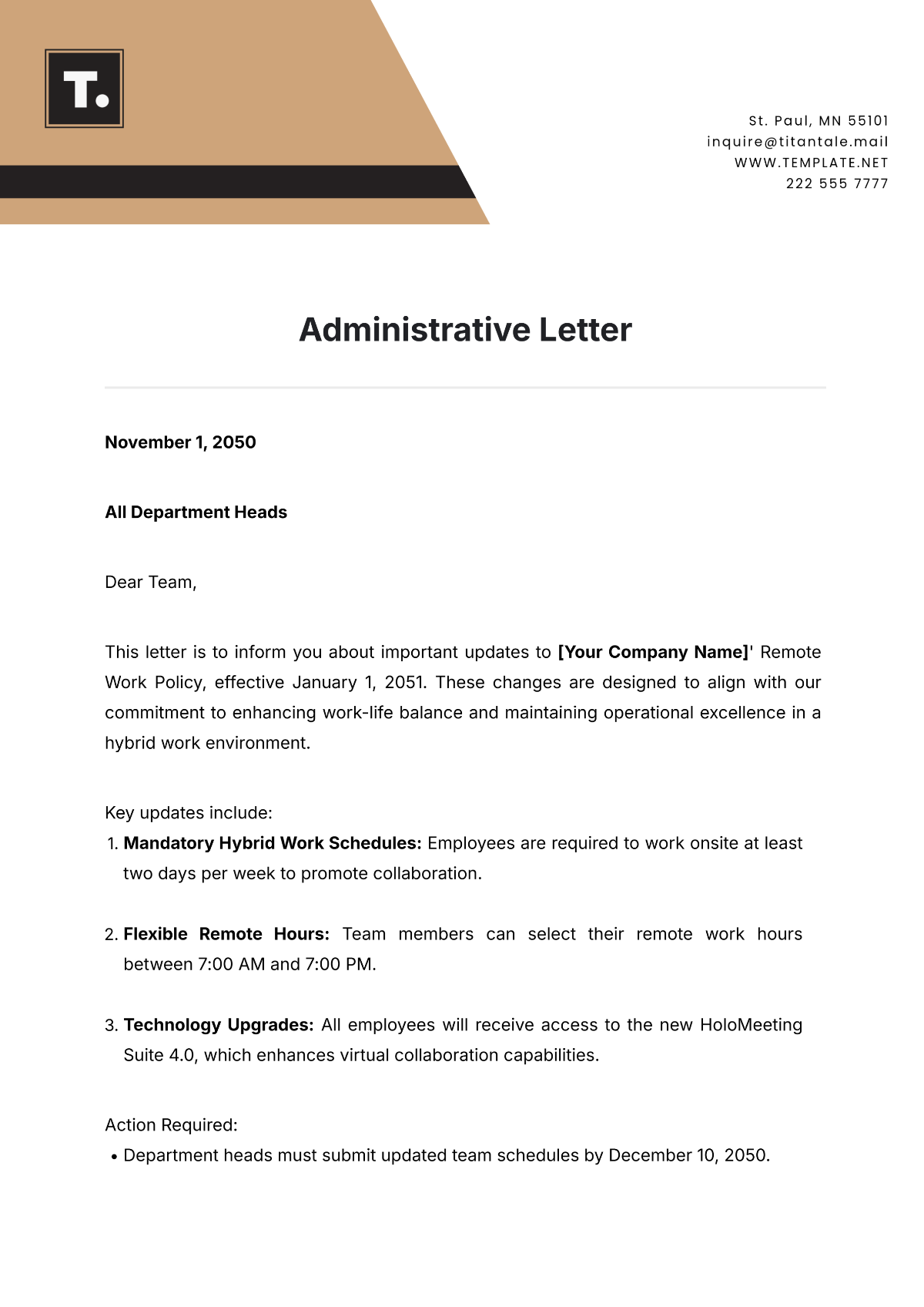 Free Administrative Letter Template