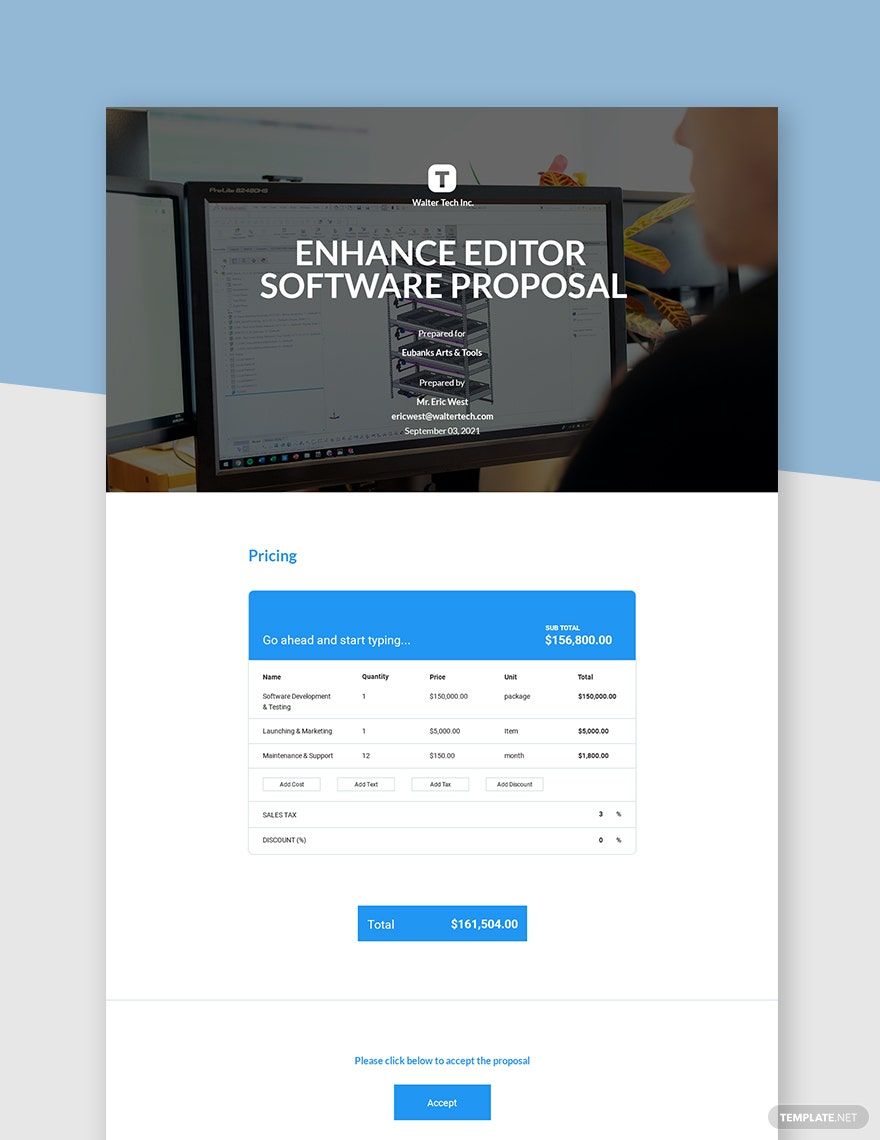 Software One Page Proposal Template