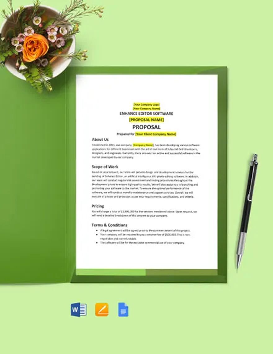 Software One Page Proposal Template