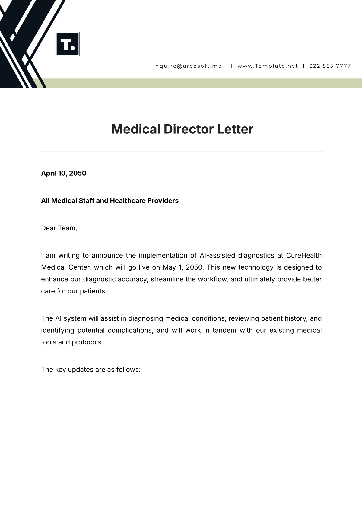 Medical Director Letter Template - Edit Online & Download