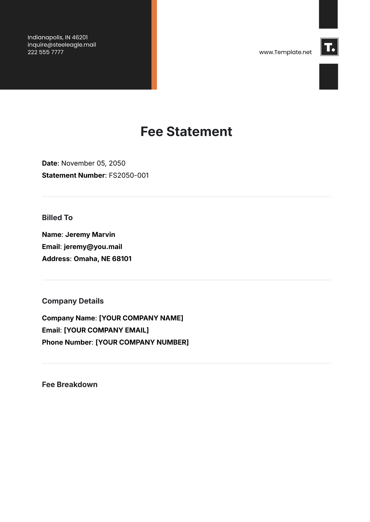 Fee Statement Template - Edit Online & Download