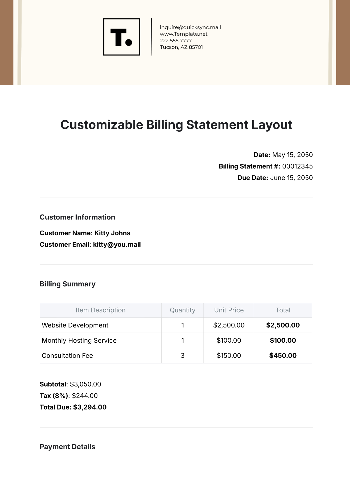 Customizable Billing Statement Layout Template - Edit Online & Download