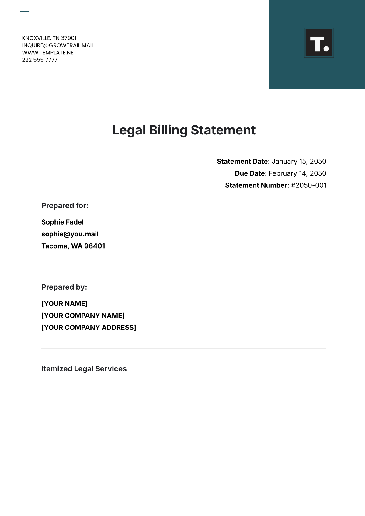 Legal Billing Statement Template - Edit Online & Download