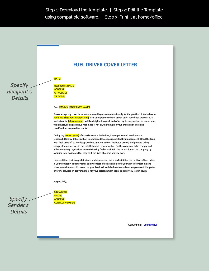 Fuel Driver Cover Letter Template