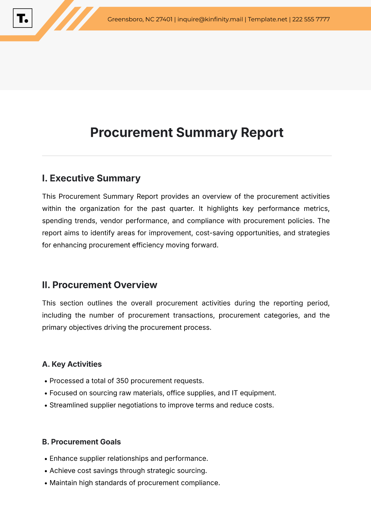 Procurement Summary Report Template - Edit Online & Download