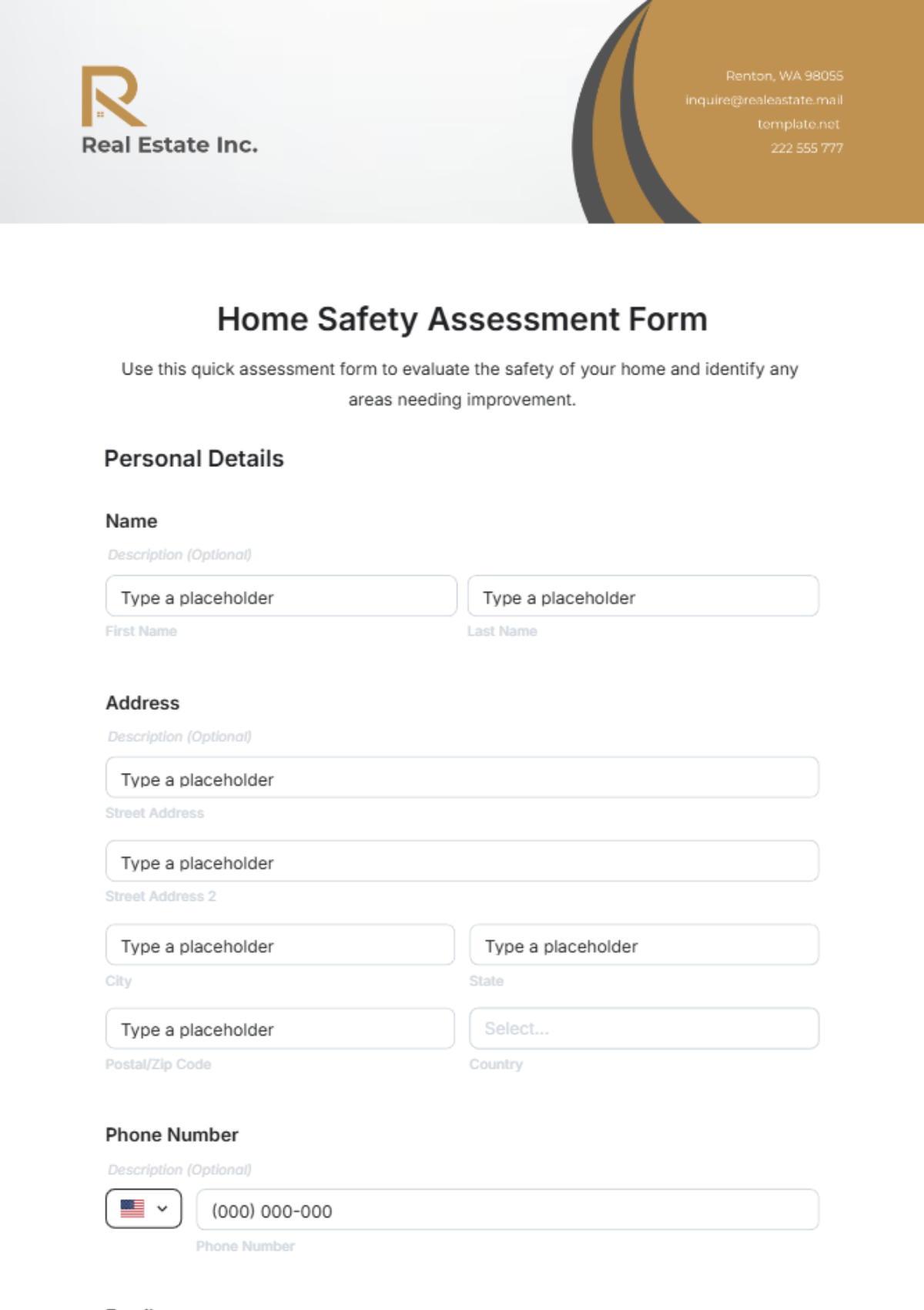 Home Safety Assessment Form Template - Edit Online & Download