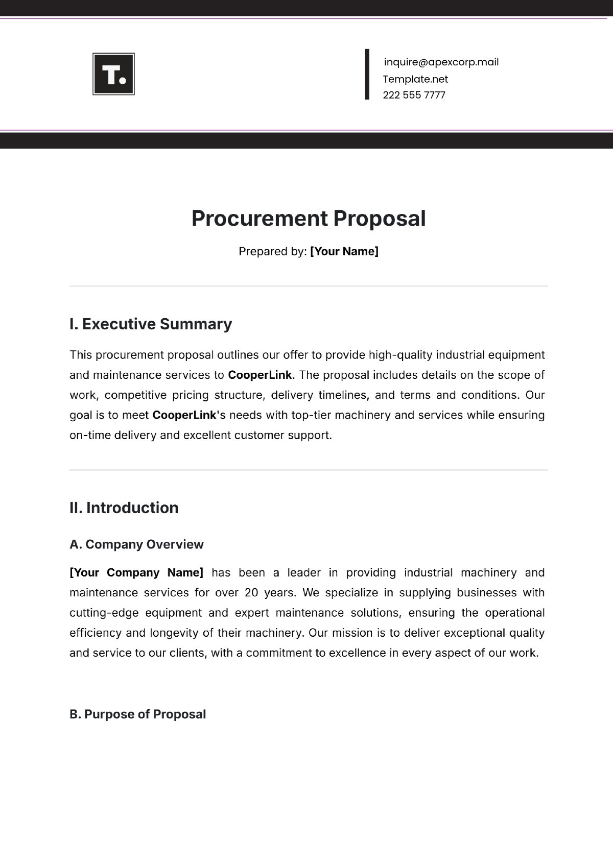 Procurement Proposal Template