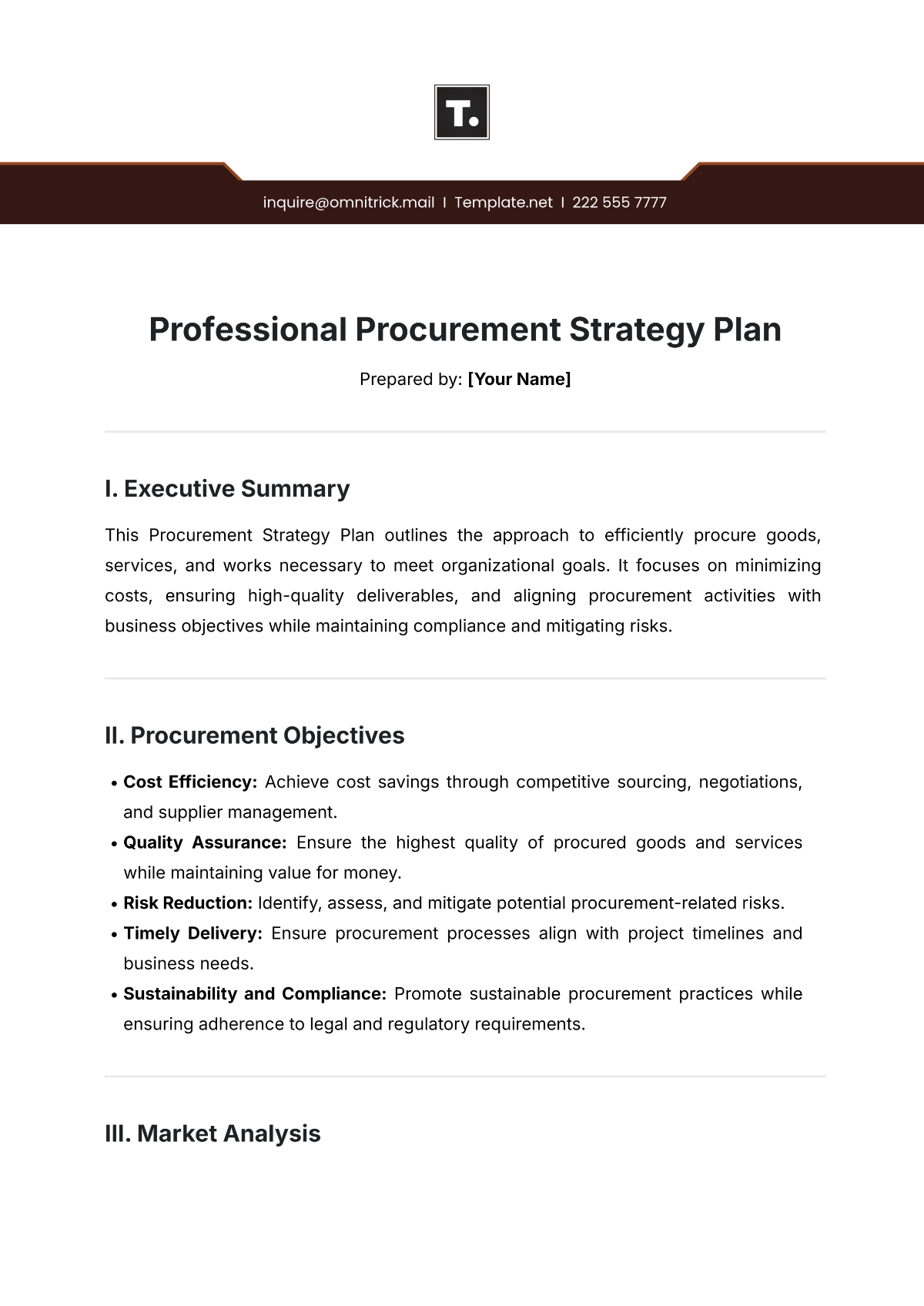 Professional Procurement Strategy Plan Template