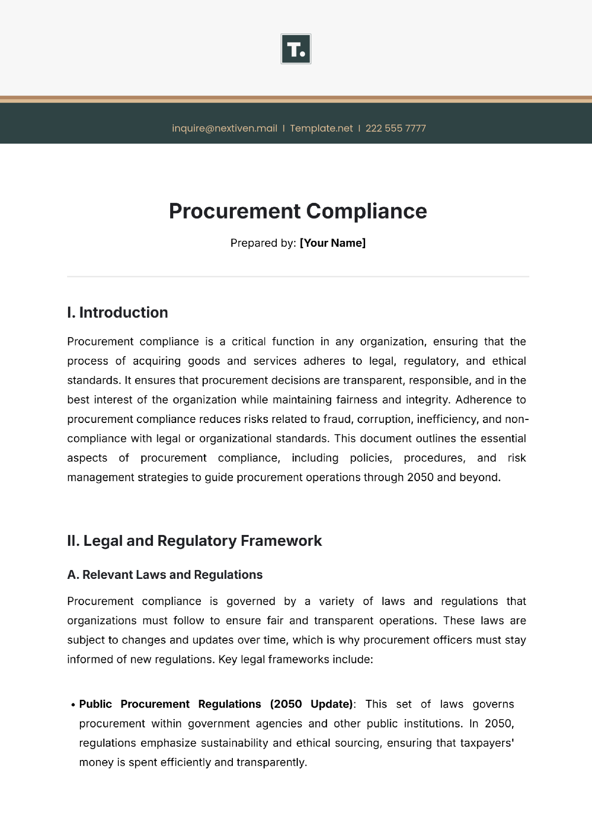 Procurement Compliance Template