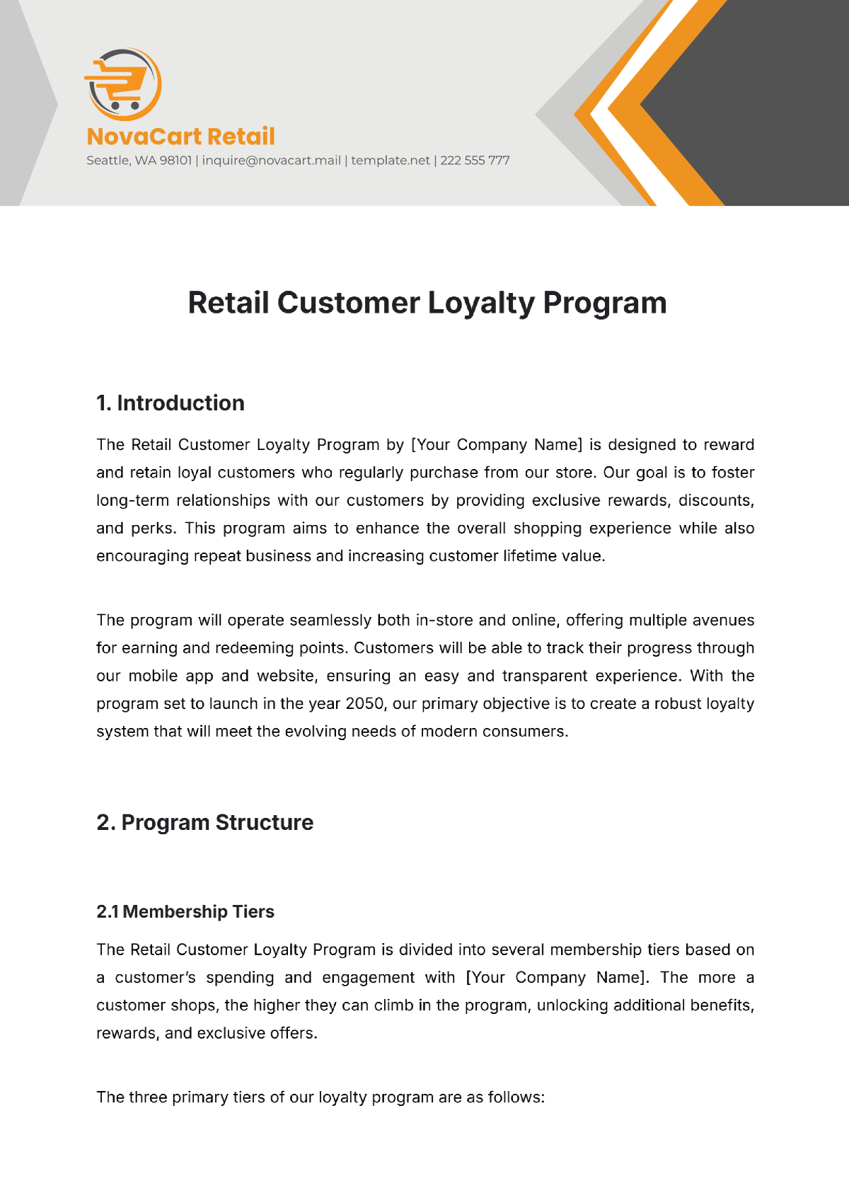 Retail Customer Loyalty Program Template - Edit Online & Download