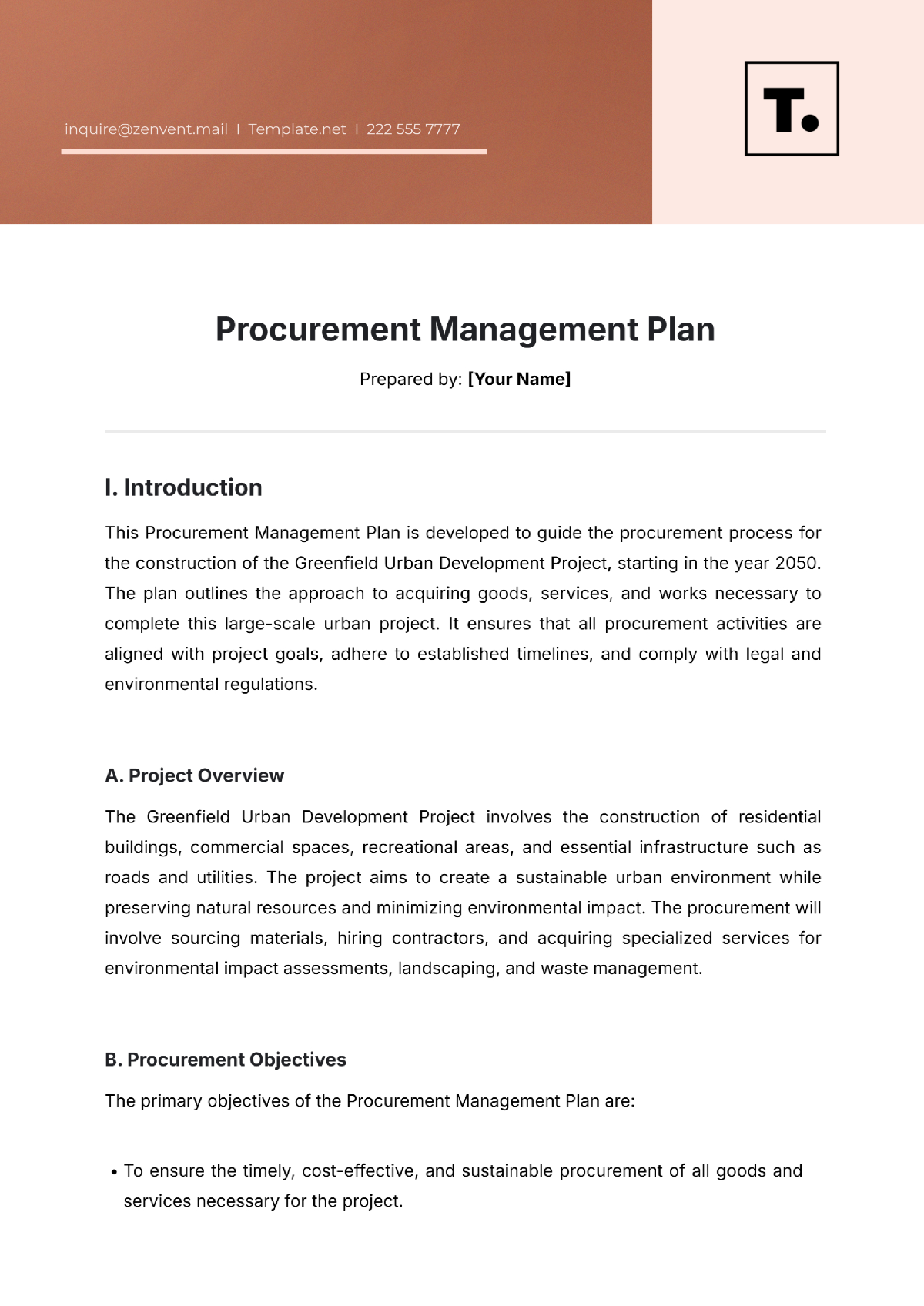 Procurement Management Plan Template