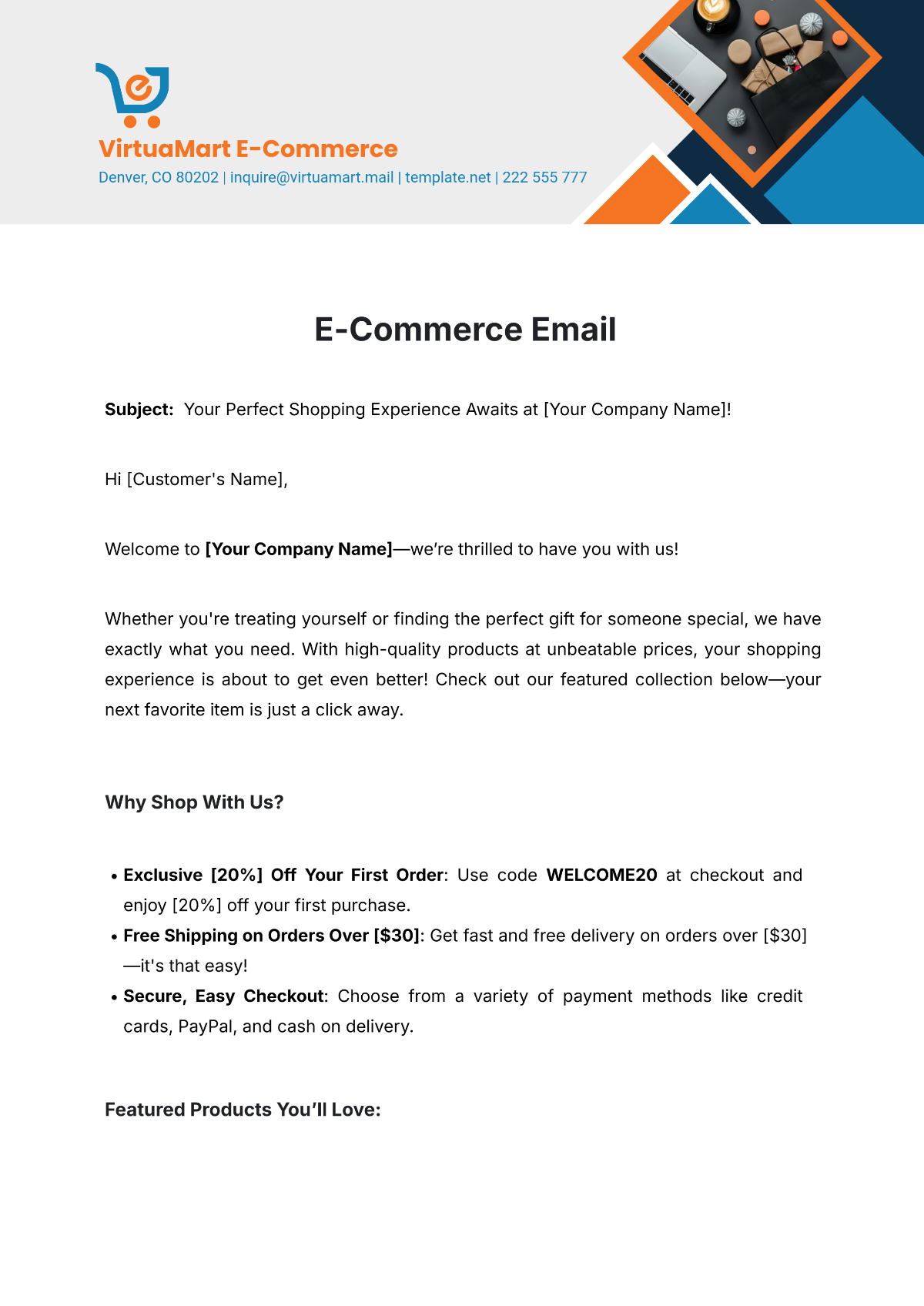 E-Commerce Email Template - Edit Online & Download