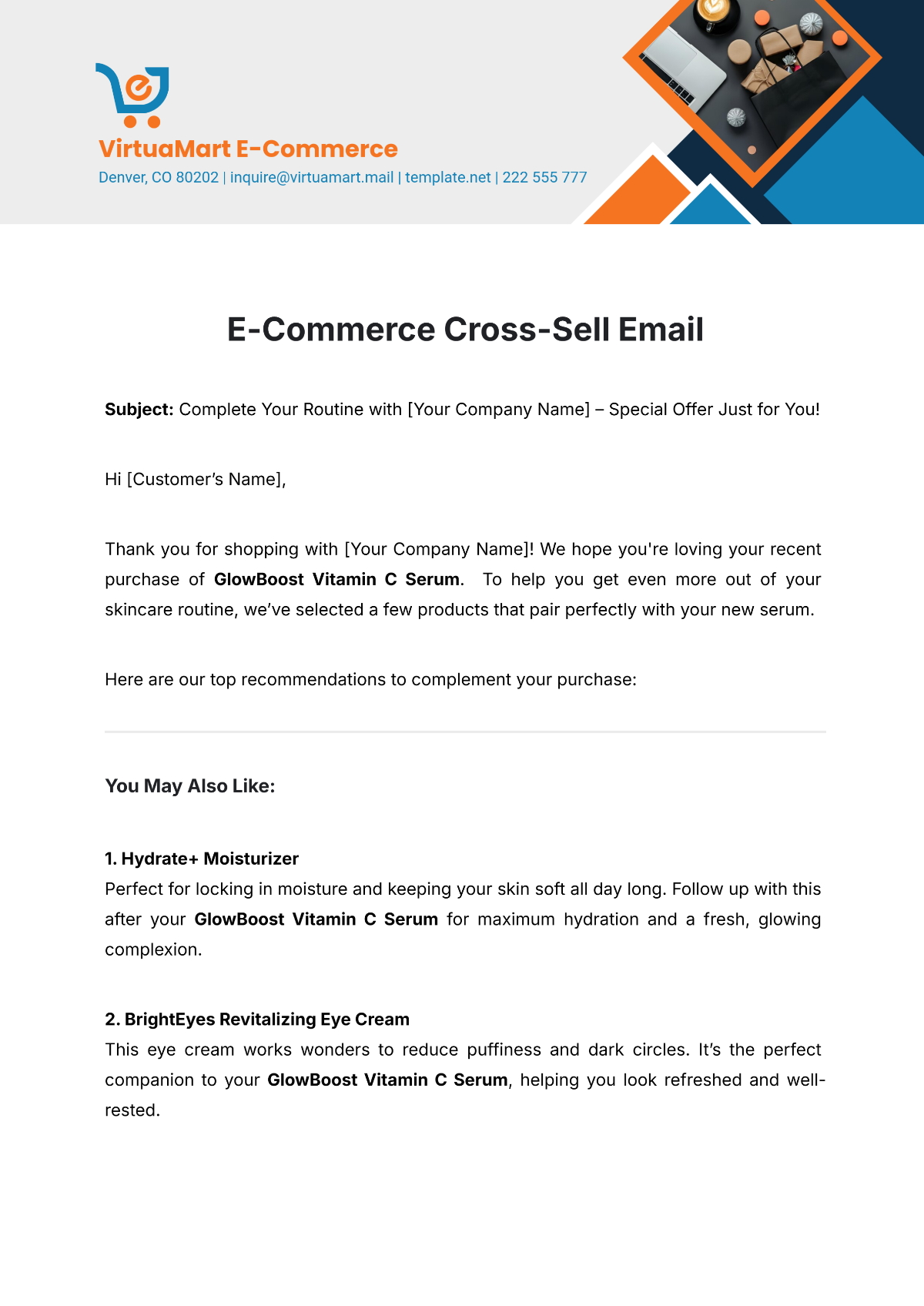 E-Commerce Cross-Sell Email Template - Edit Online & Download