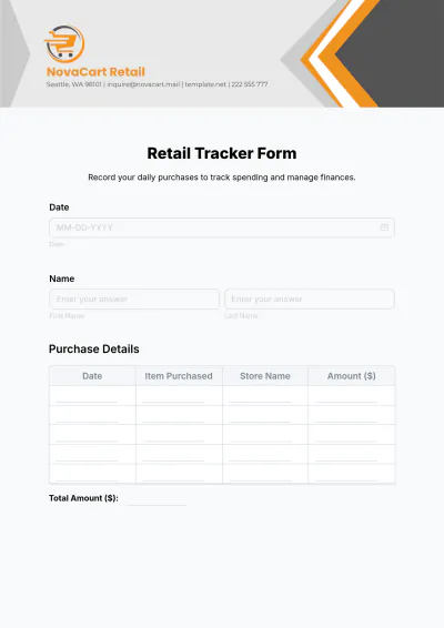Free Retail Tracker Form Template to Edit Online