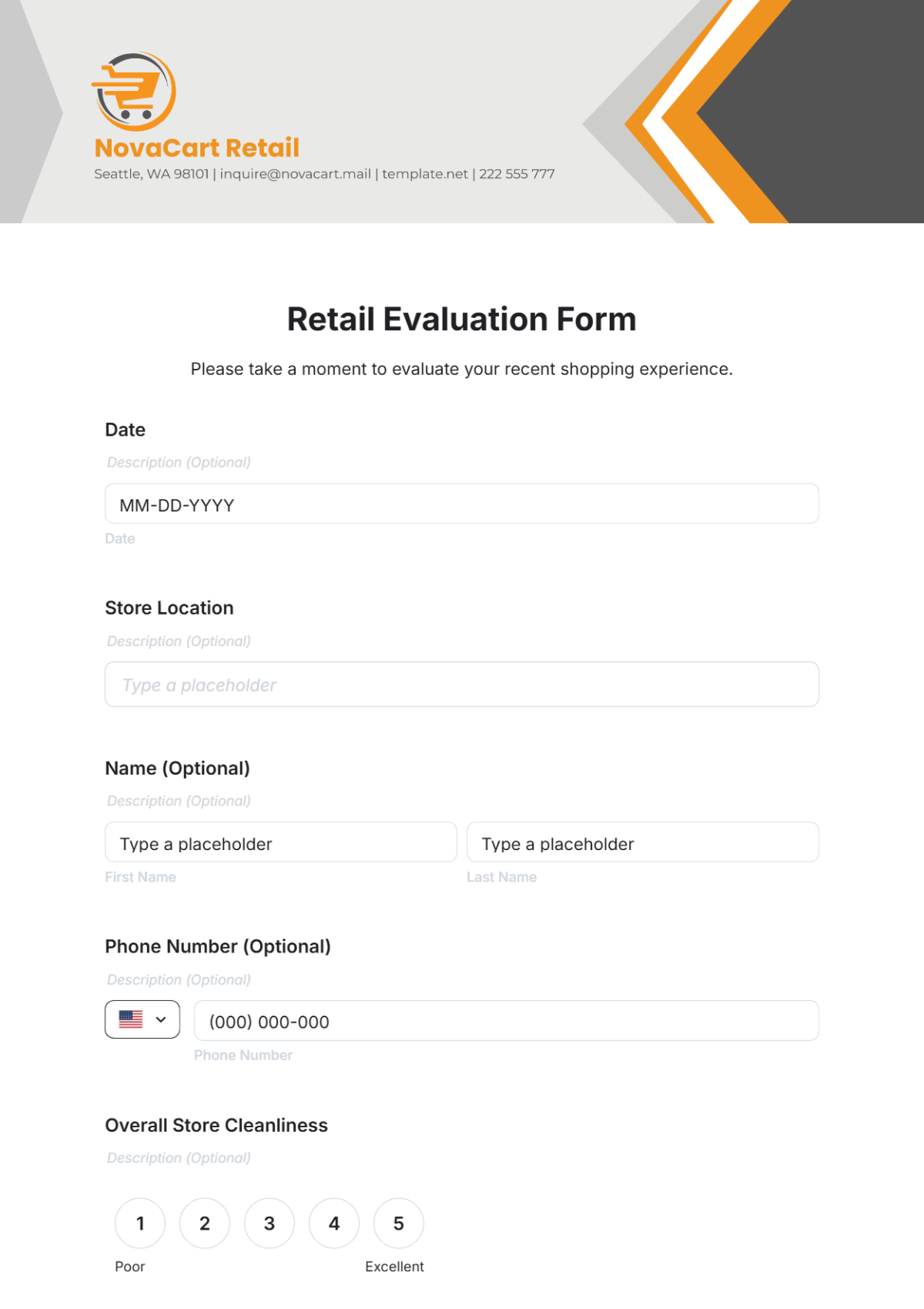 Retail Evaluation Form Template