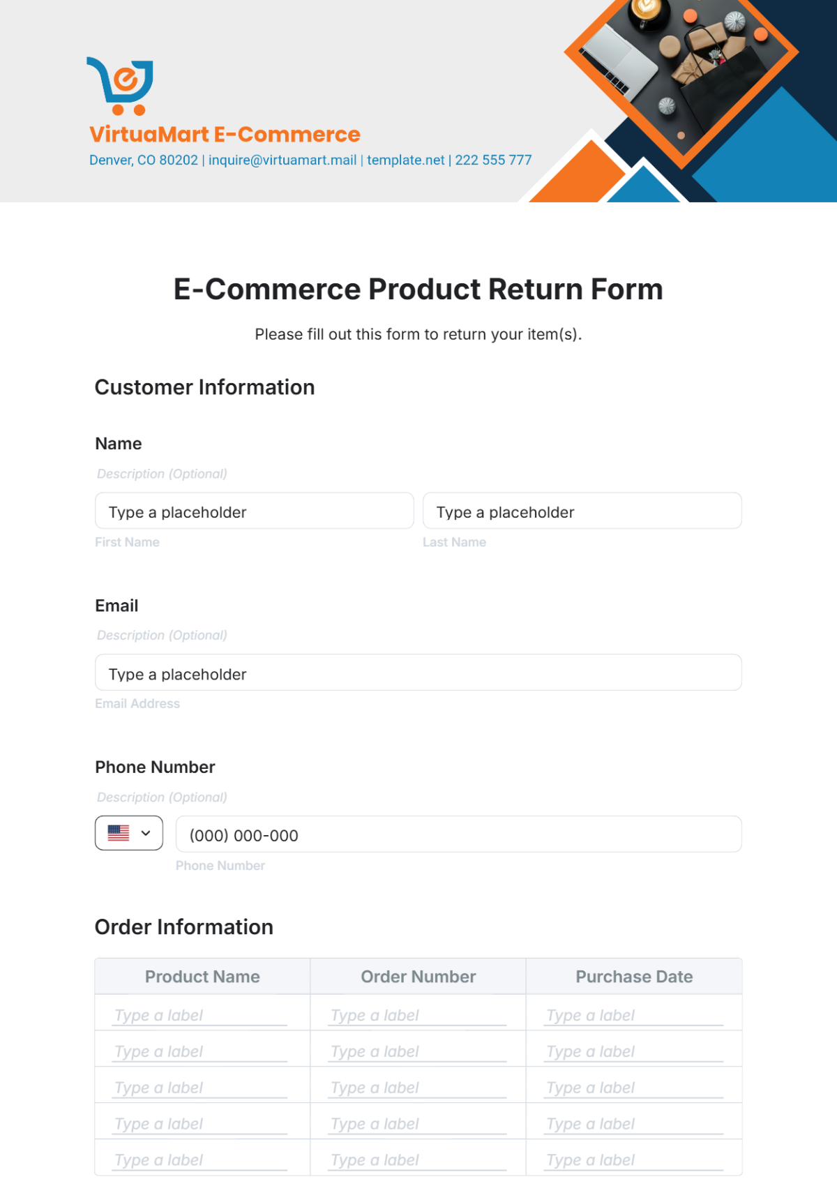 E-Commerce Product Return Form Template | Template.net