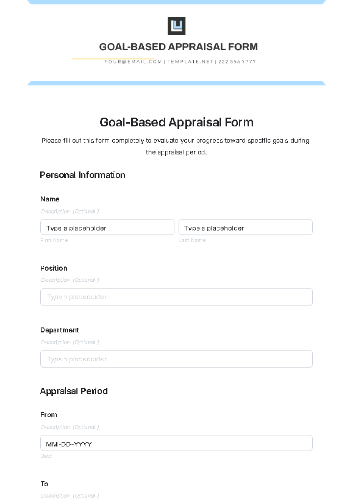 Goal-Based Appraisal Form Template - Edit Online & Download