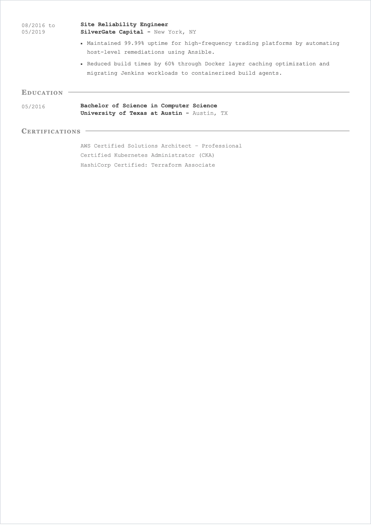 Free Aesthetic DevOps Engineer ATS Resume Template, AI Resume Builder