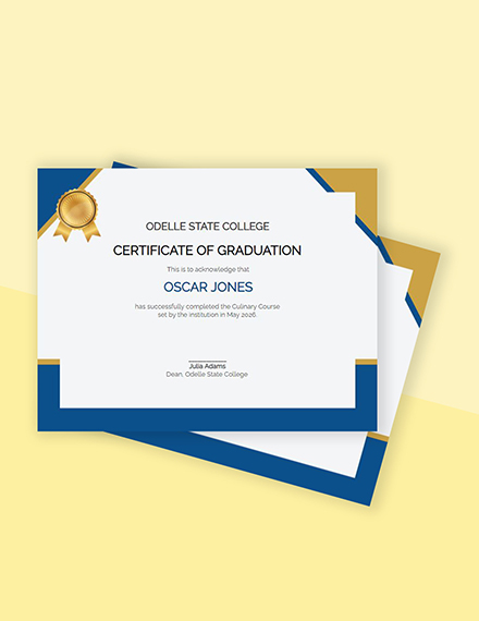 Diploma of Graduation Certificate Template - Google Docs, Illustrator, InDesign, Word, Apple Pages, PSD, Publisher