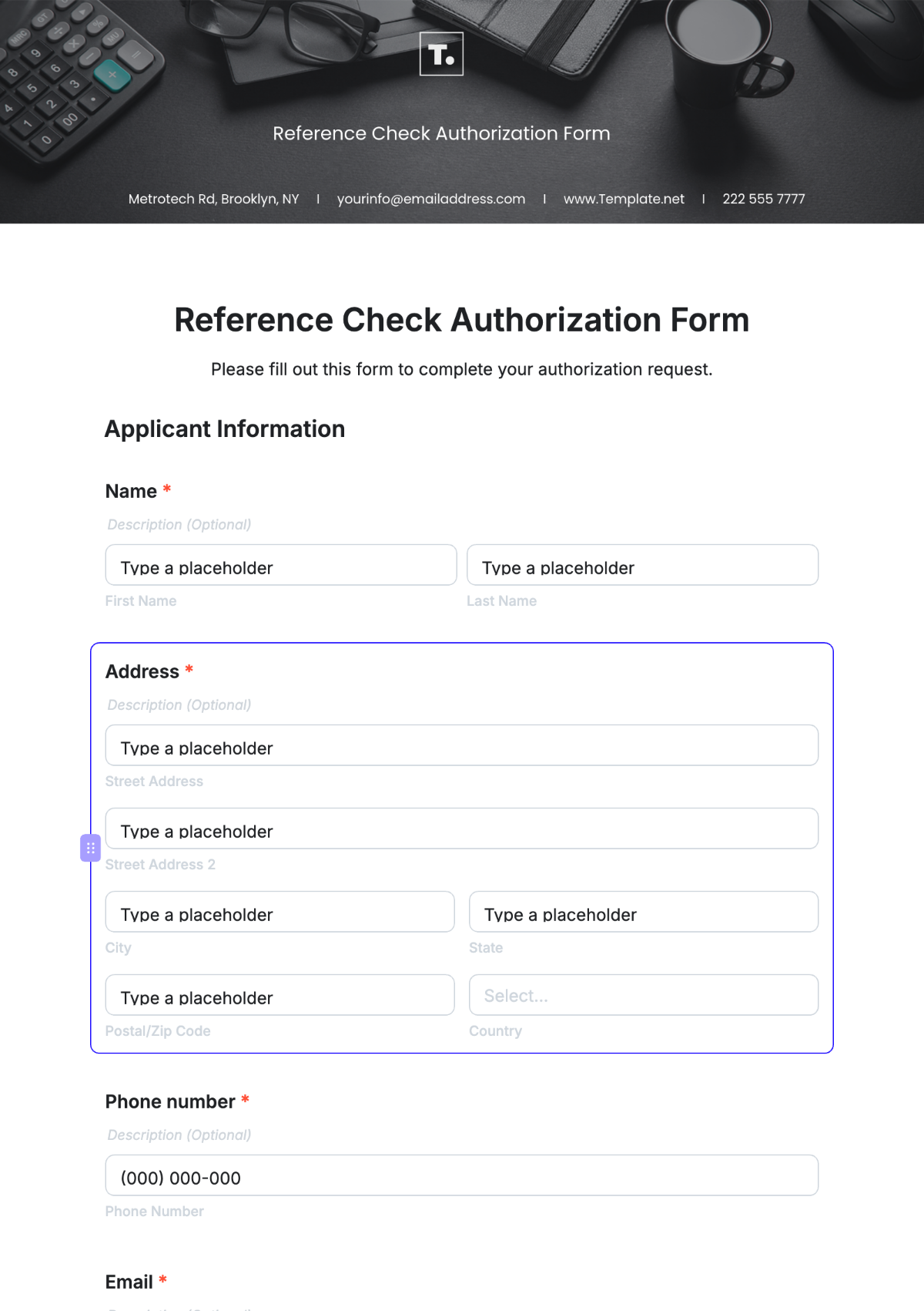 Reference Check Authorization Form Template