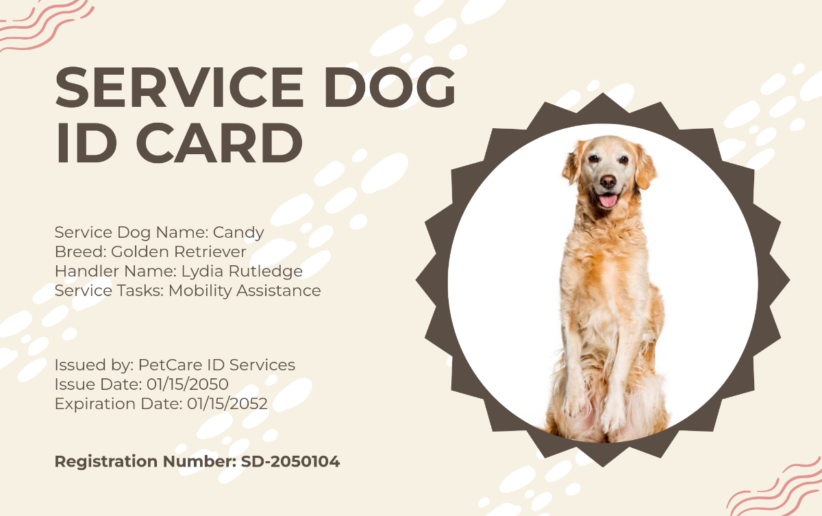 Service Dog ID Card for Housing Template - Edit Online & Download