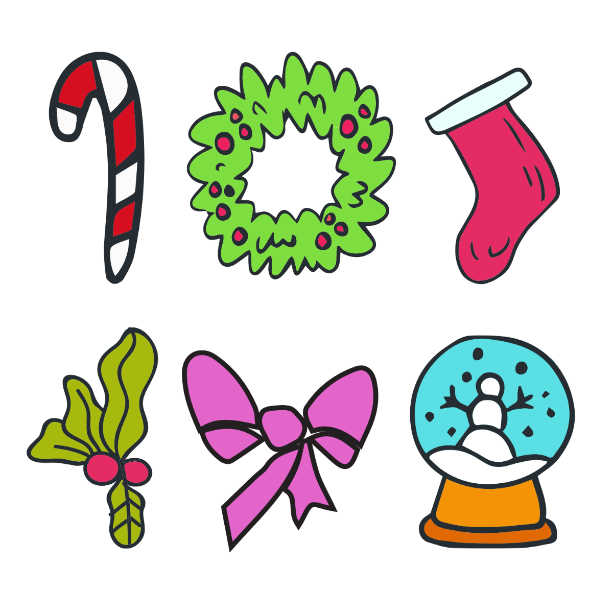 Colorful Christmas Decorations Clipart