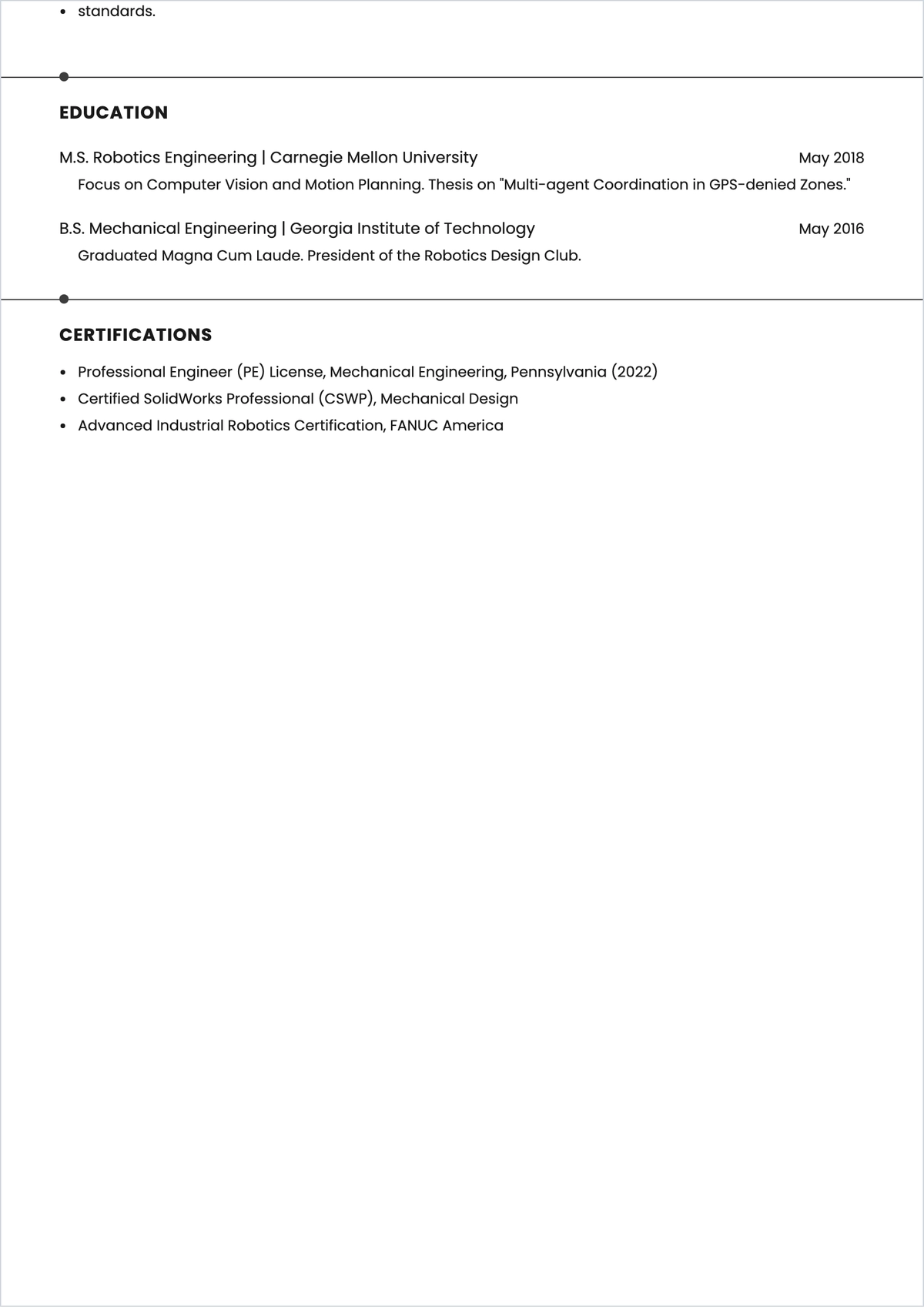 Free Robotic Designer ATS Resume Template, AI Resume Builder