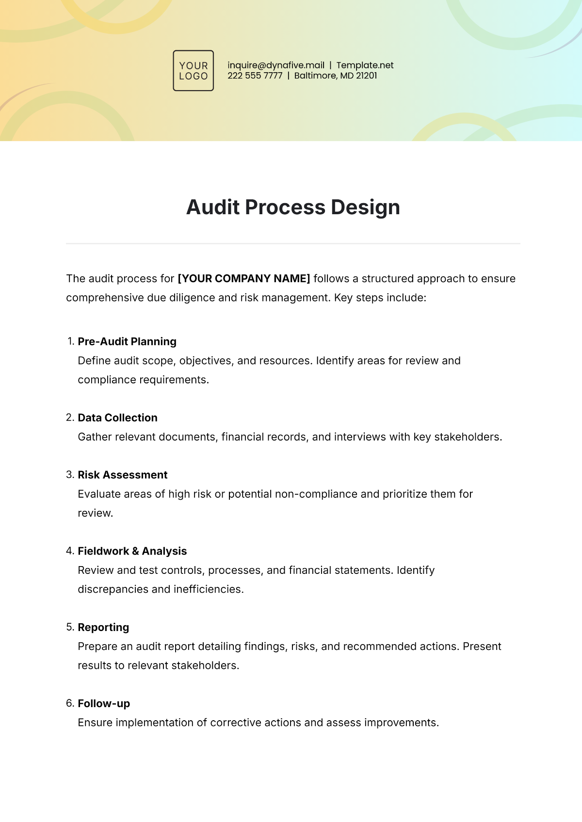 Audit Process Design Template - Edit Online & Download