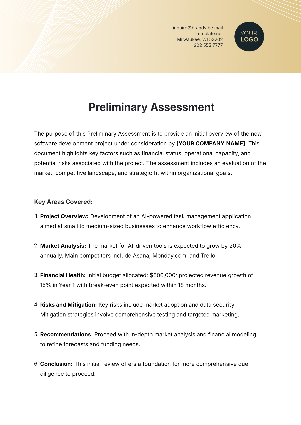 Preliminary Assessment Template - Edit Online & Download