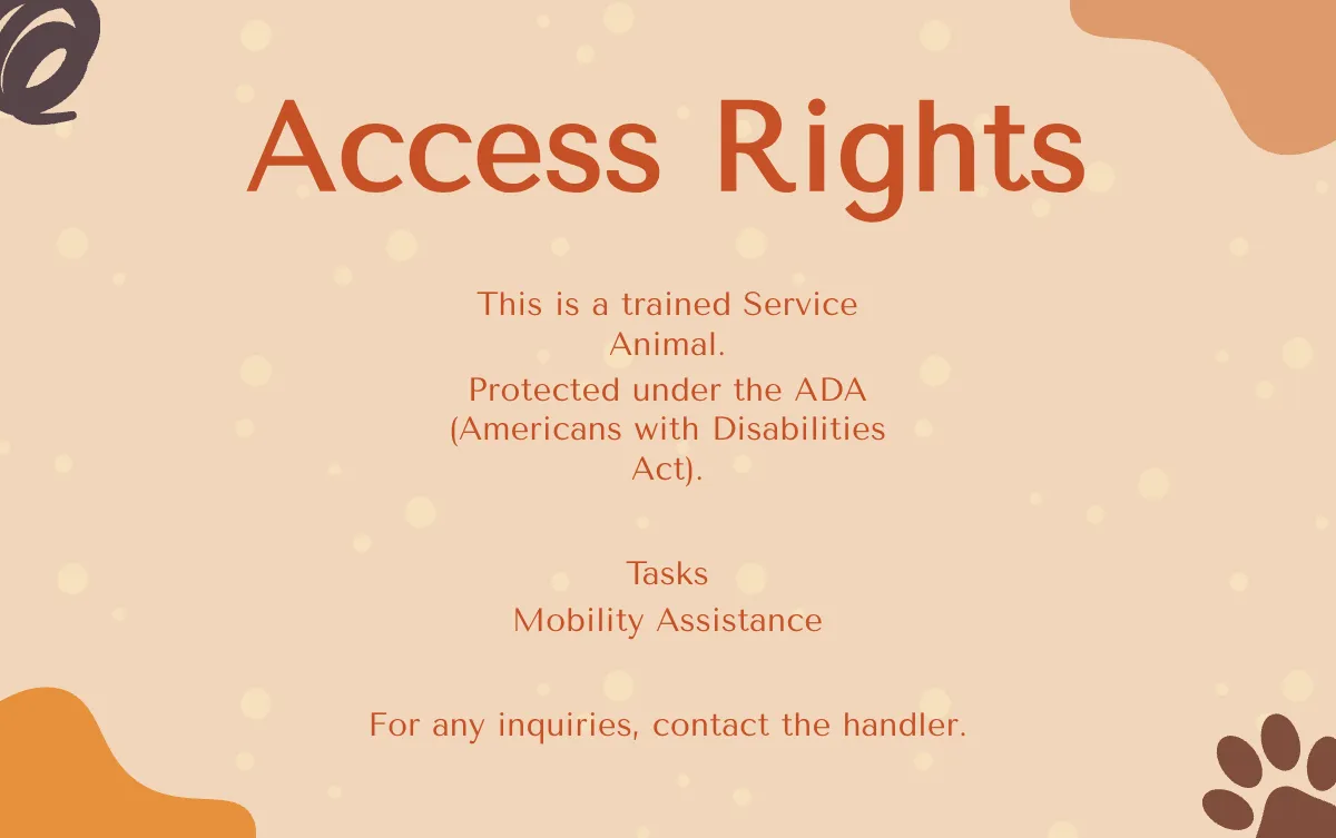 Free Aesthetic Service Dog ID Card with Photo Template to Edit Online