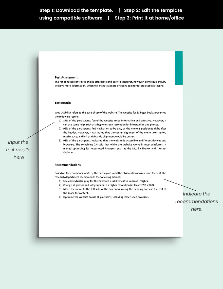 Usability Report Template