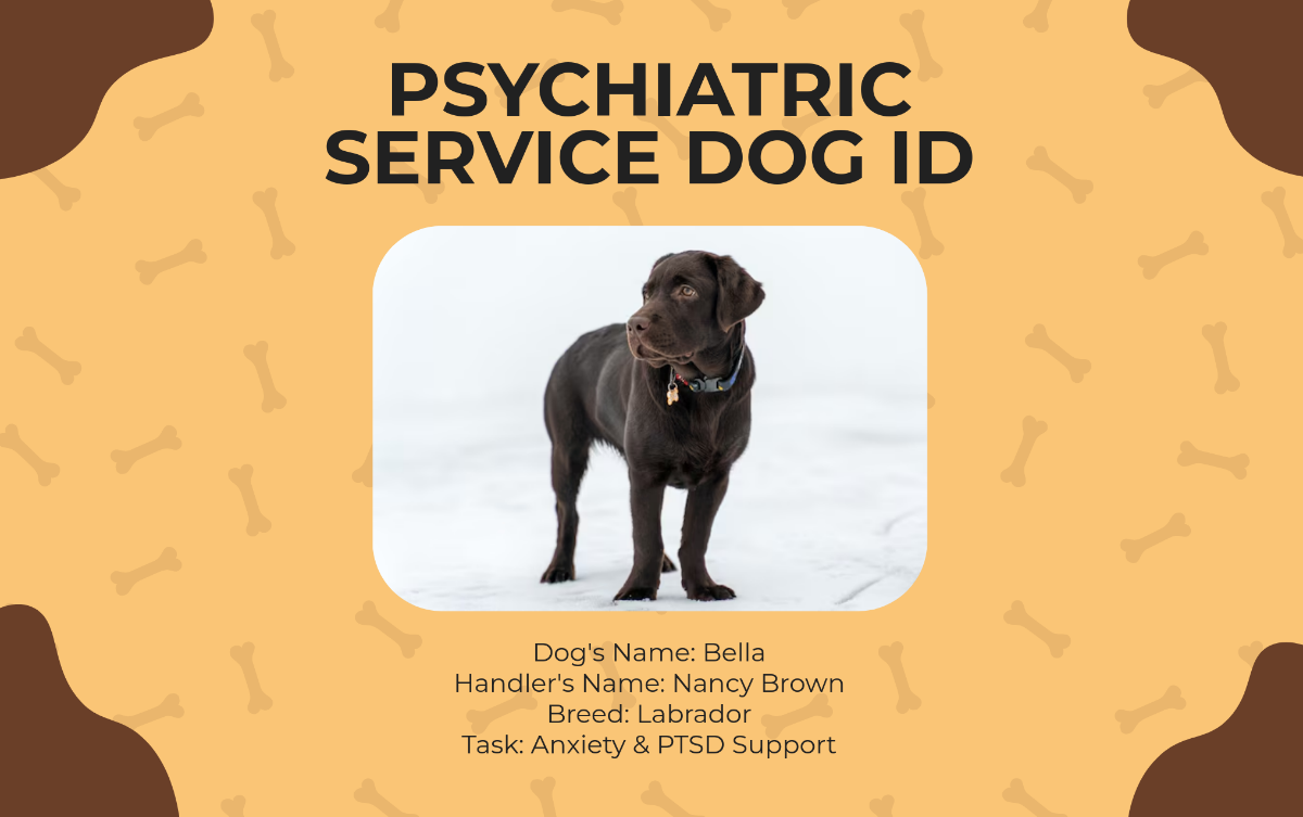 Psychiatric Support Service Dog ID Card Template - Edit Online & Download