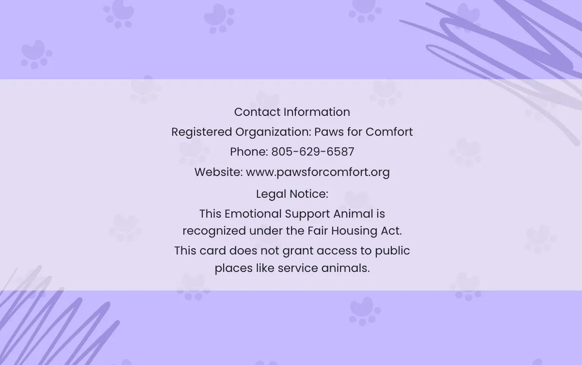 Free Therapy Dog Emotional Support ID Template to Edit Online