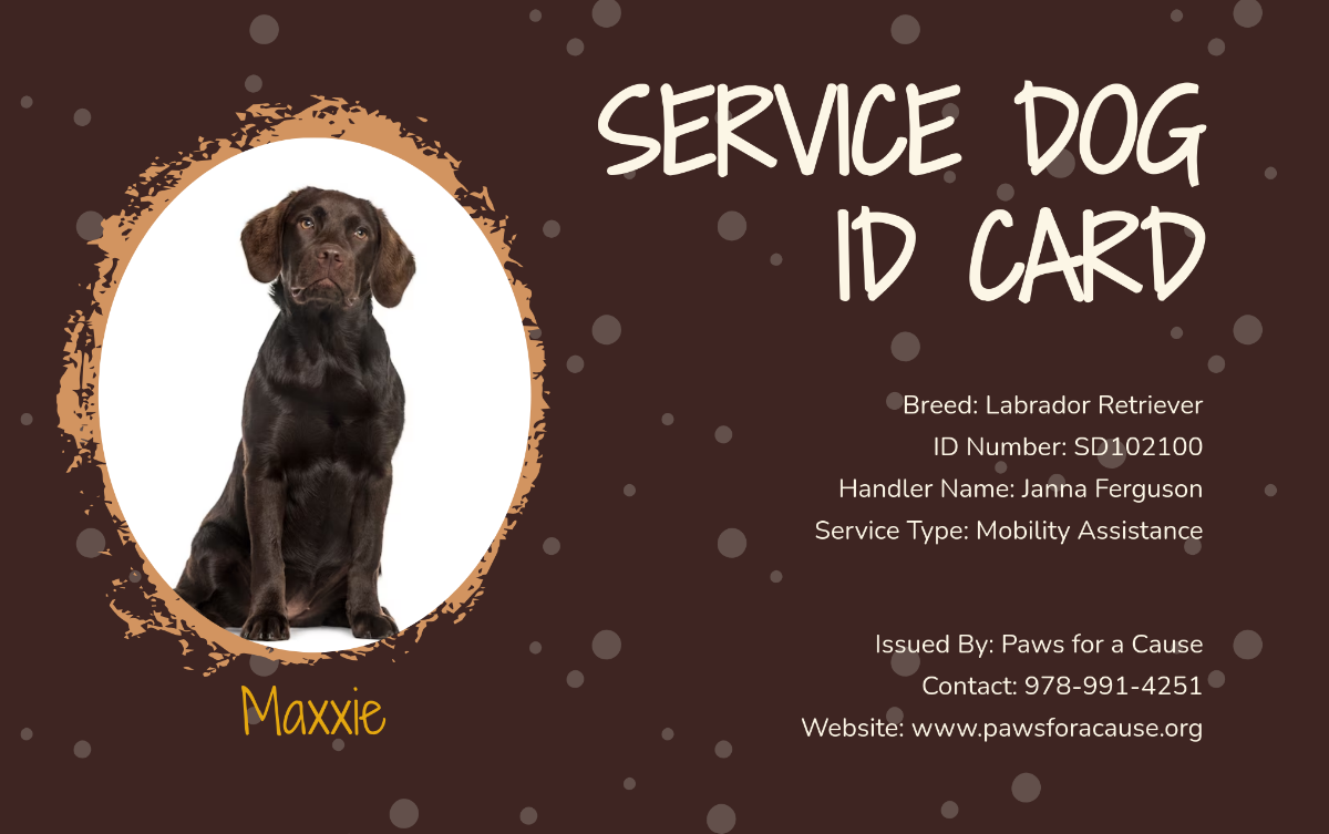 Registered Service Dog ID Card Template - Edit Online & Download