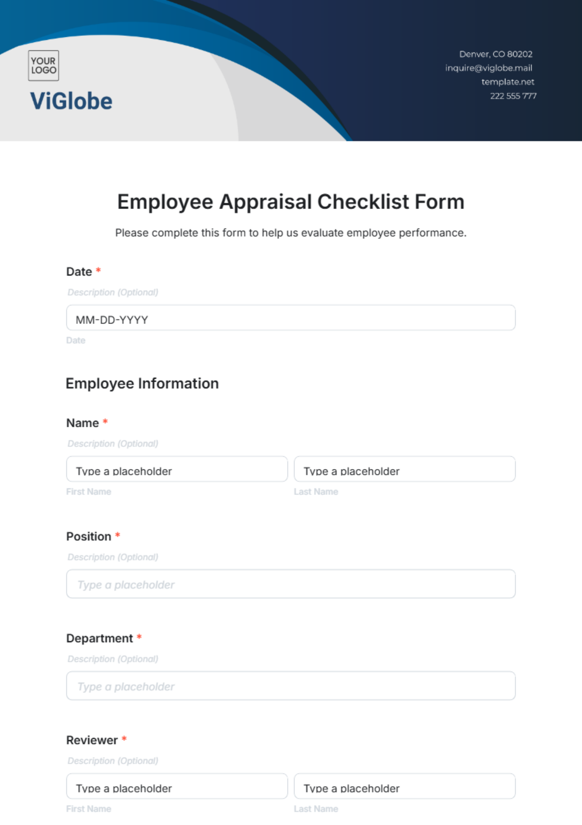 Employee Appraisal Checklist Form Template - Edit Online & Download