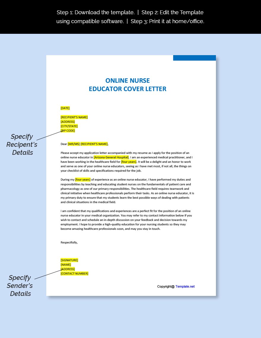 Online Nurse Educator Cover Letter
