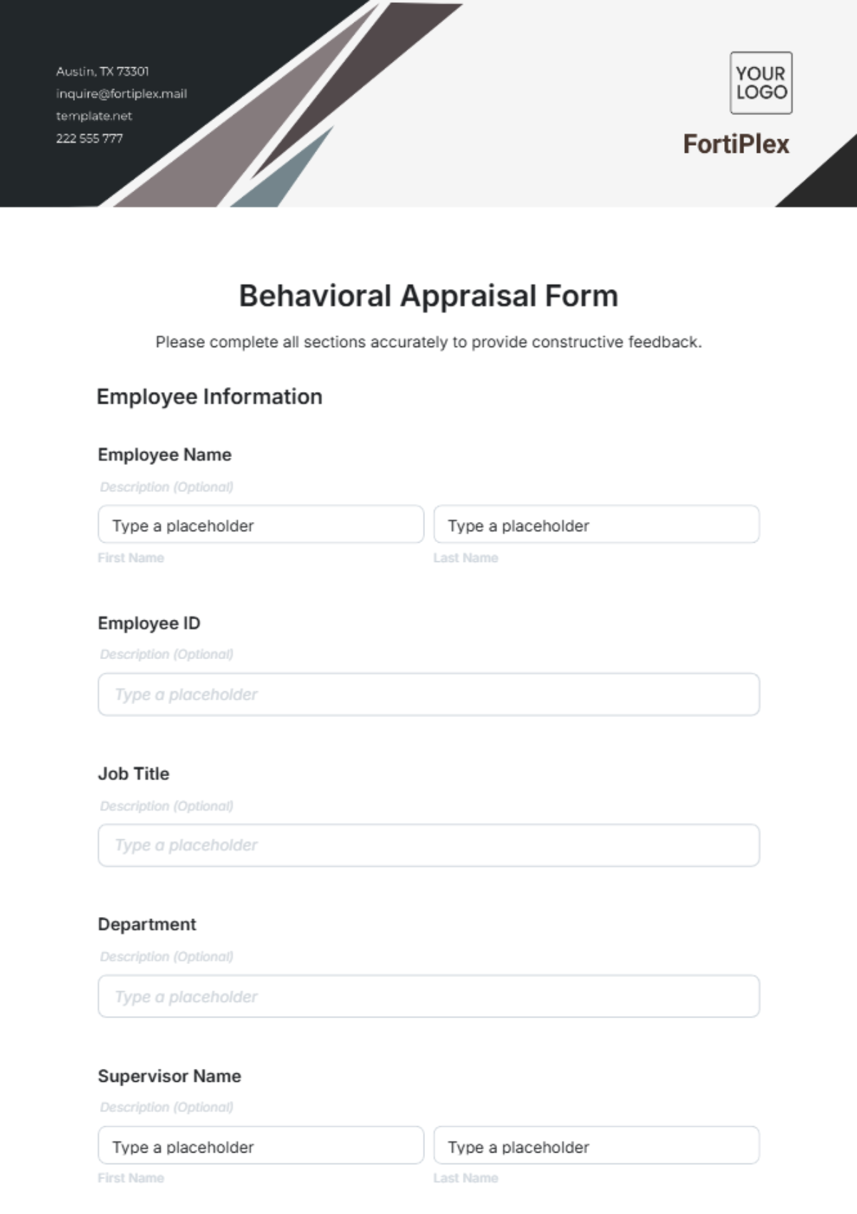 Behavioral Appraisal Form Template - Edit Online & Download