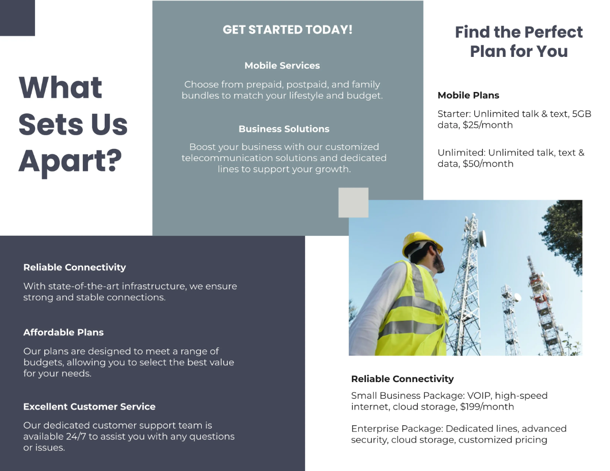 Free Telecommunication Brochure Template to Edit Online