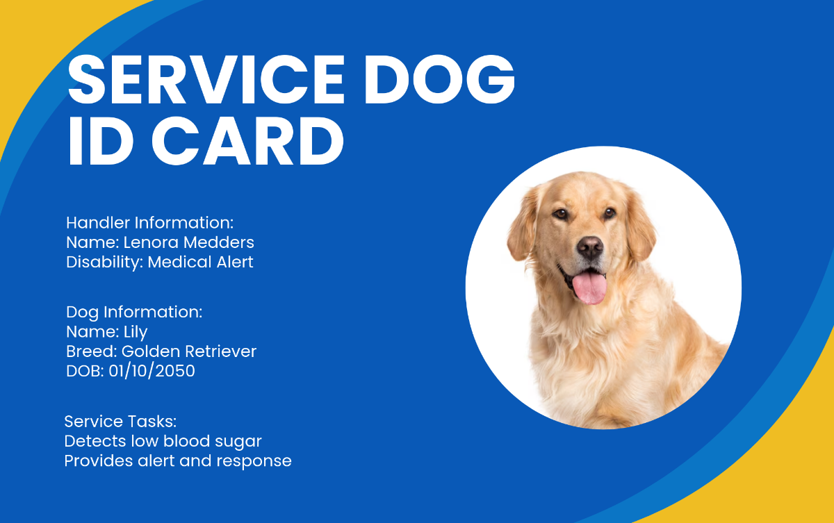 Professional Service Dog ID Card Template - Edit Online & Download