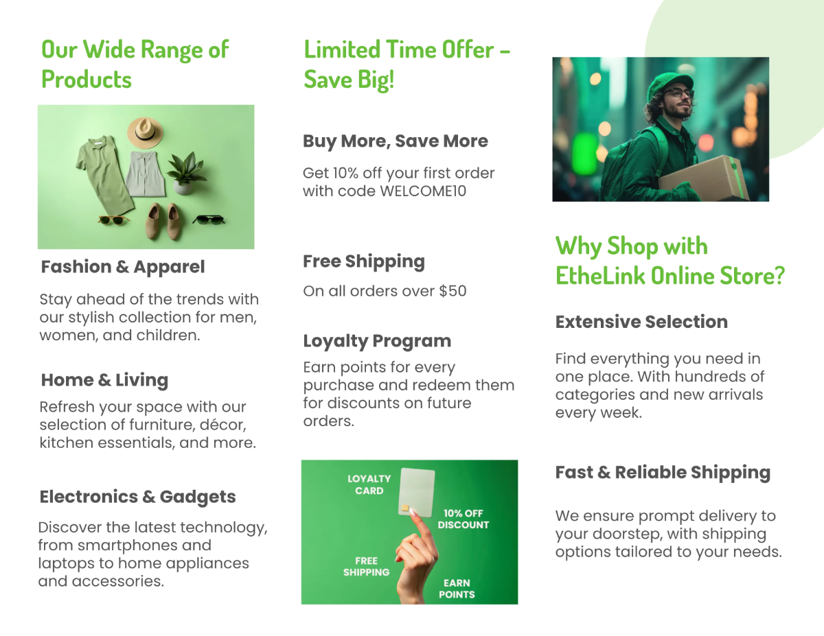 Free Online Store Brochure Template to Edit Online