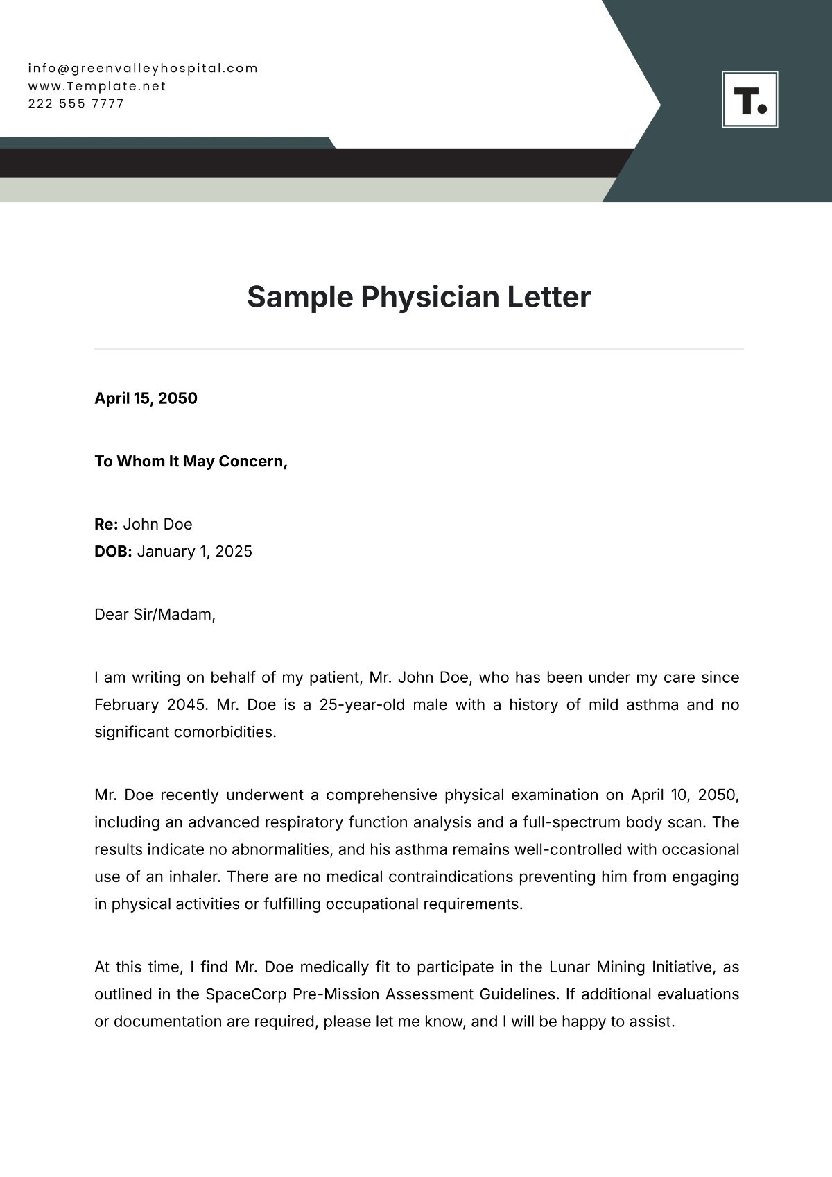 Sample Physician Letter Template - Edit Online & Download