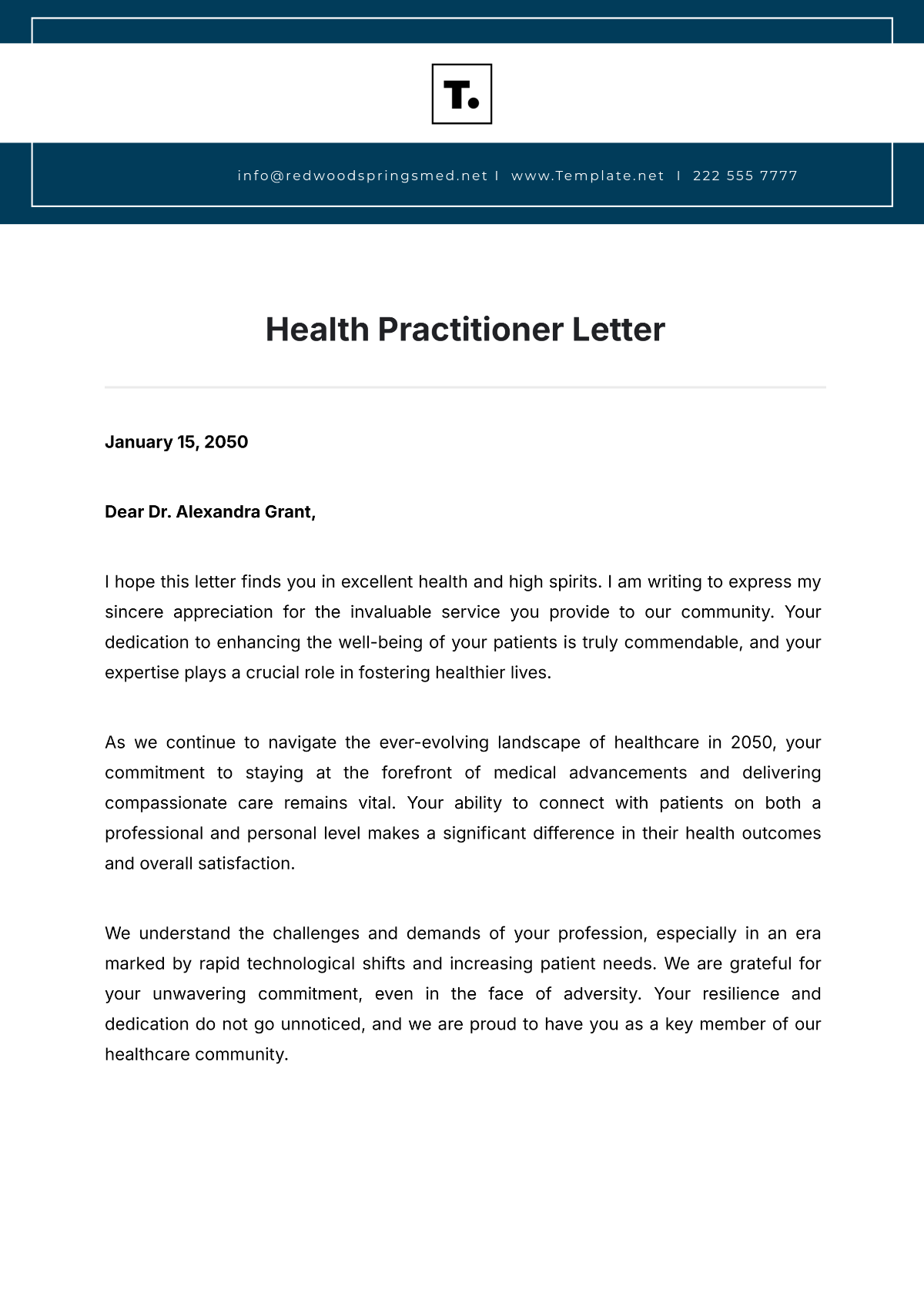 Health Practitioner Letter Template - Edit Online & Download